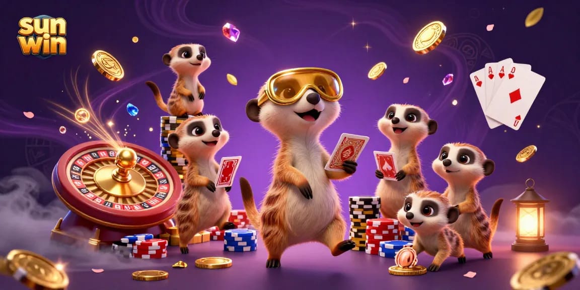 Experience thrilling gameplay at sun win with meerkats managing a vibrant casino operation.