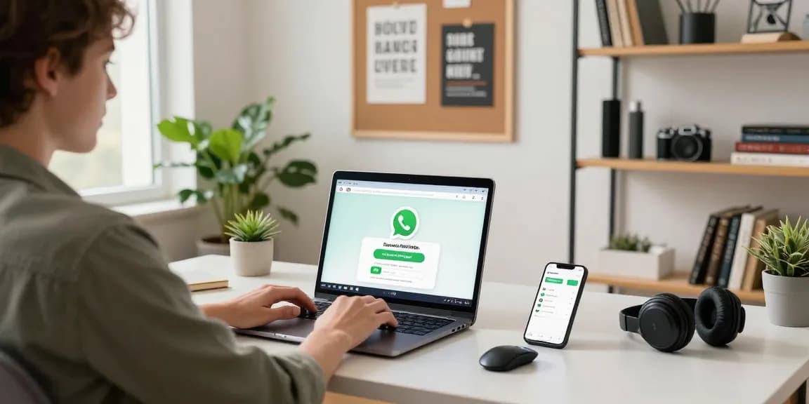 Seamless WhatsApp下載 process on a user-friendly modern laptop workspace