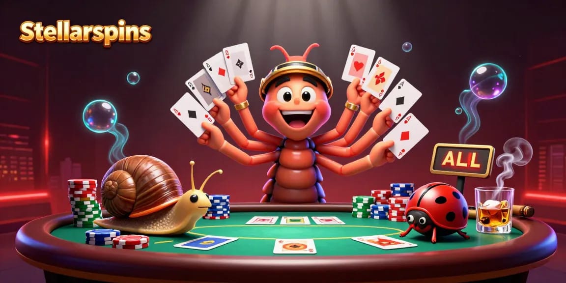 Experience stellarspins excitement with a vibrant scene featuring a lively millipede dealer and high-rollers