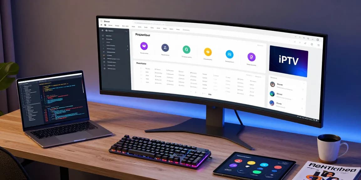IPTV reseller digital platform management tools in a modern tech workspace.