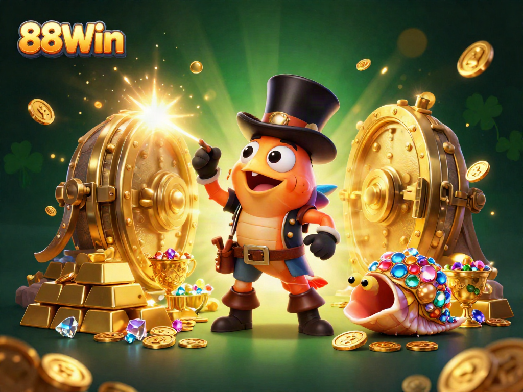 Experience thrilling gameplay at 88Win with vibrant treasures, anglerfish, and pirate shrimp.