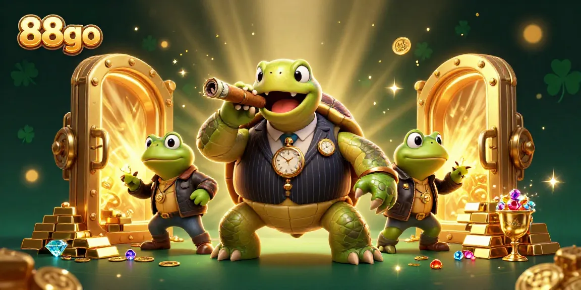 Experience the excitement of 88go with a playful scene featuring casino-themed characters and treasures.