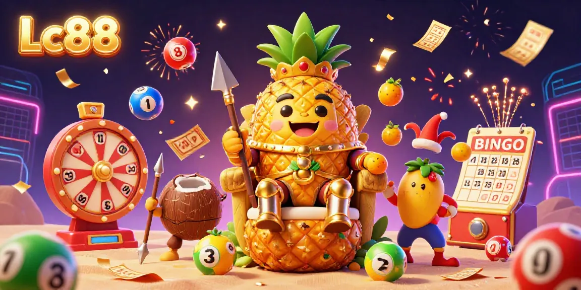Engage with Lc88 through a vibrant casino scene brimming with excitement and colorful elements.