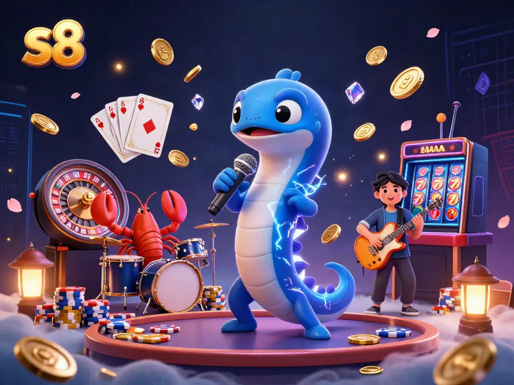 Experience the thrilling s8 casino scene with electric eel in DJ outfit and vibrant underwater elements.