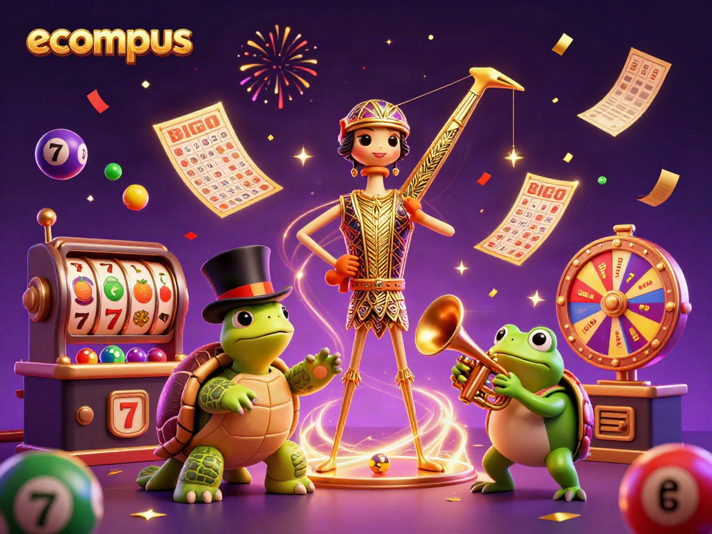 Experience the excitement of ecompus with vibrant casino scenes and lively characters.