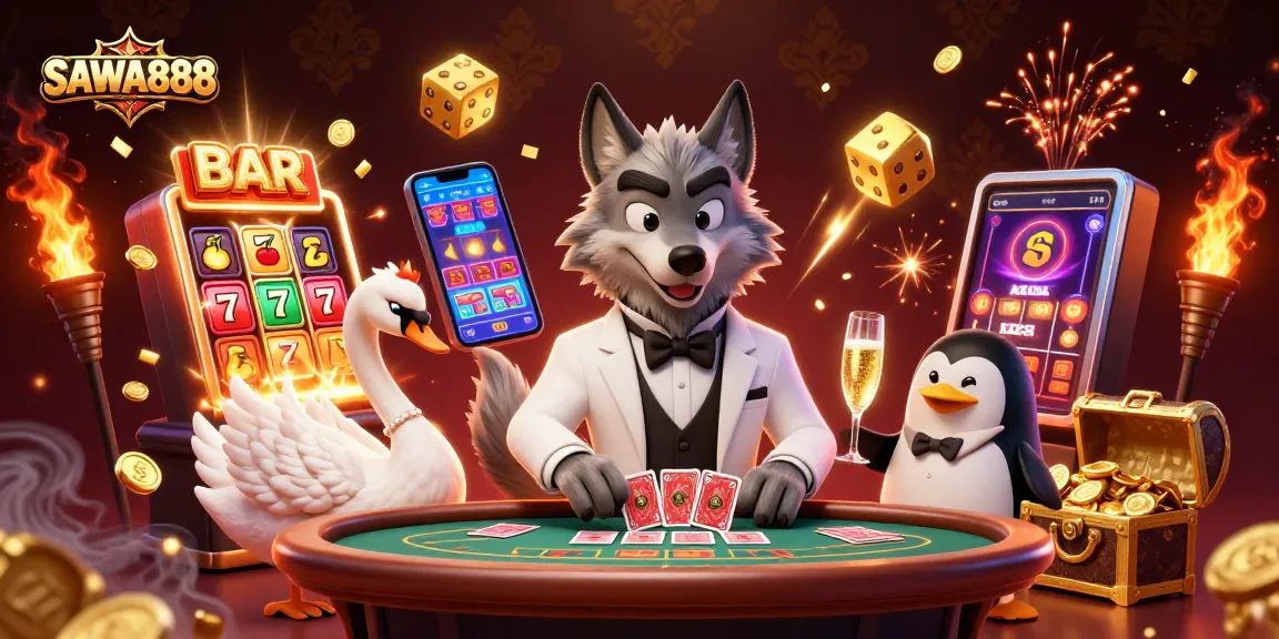 Experience SAWA888 excitement with a vibrant casino scene showcasing thrilling game elements.