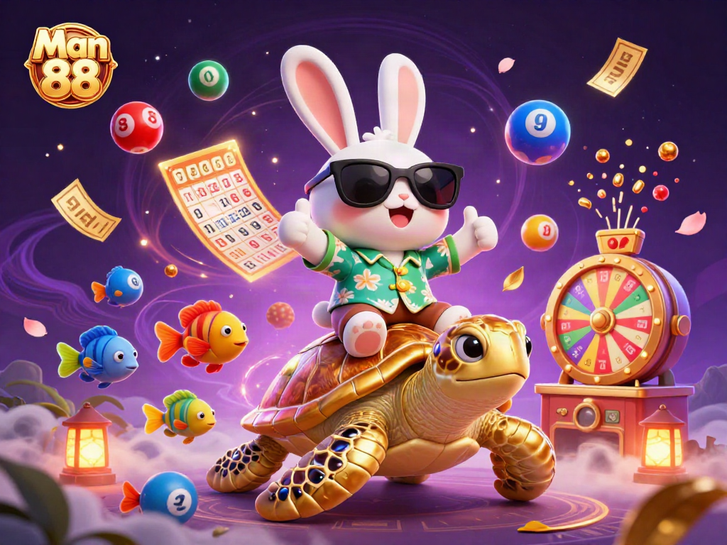 Engage with Man 88's vibrant gaming experience, featuring dynamic lottery balls and thrilling casino elements.