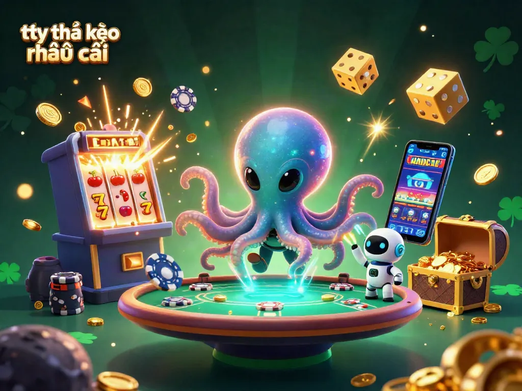Experience the dynamic world of tỷ lệ kèo nhà cái with an alien octopus and casino action.