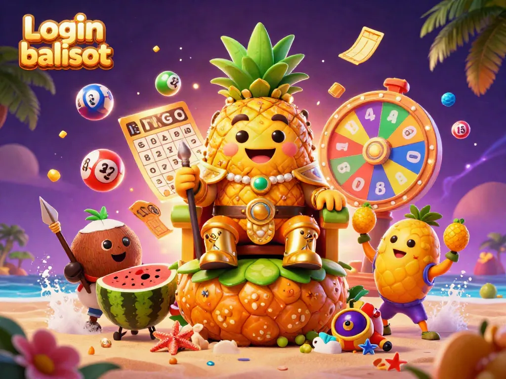 Join the action at Login balislot with a vibrant 3D casino scene showcasing exciting game elements.