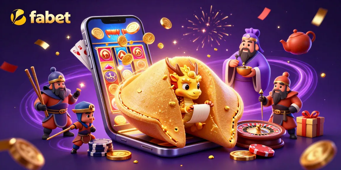 Experience fabet thrills with a golden fortune cookie scene featuring epic casino gaming elements.