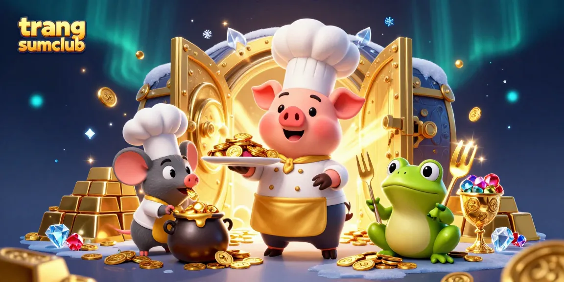 Experience the excitement of gambling with trang sumclub's vibrant 3D cartoon casino scene.