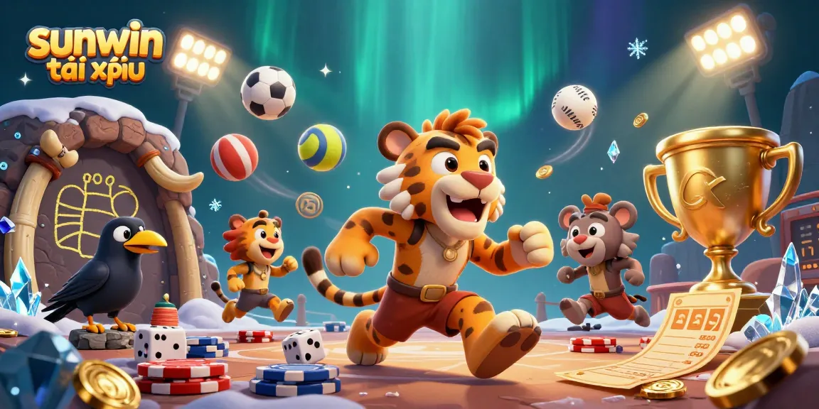Experience the thrill of sunwin tài xỉu in a lively prehistoric casino scene.