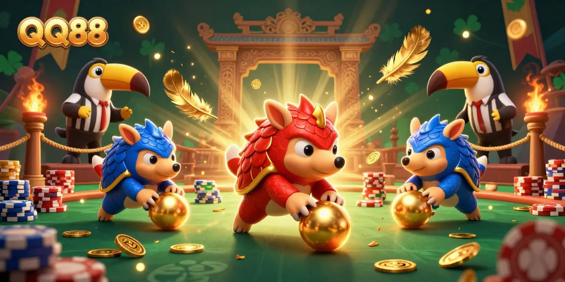 Experience thrilling gameplay at QQ88 with dynamic pangolins and vibrant casino elements.